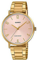 Женские Часы Casio LTP-VT01G-4B, розовые с золотым браслетом
