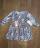Плаття оптом для дівчинки з довгим рукавом у горошок Туреччина, дитячі ошатні плаття р.2 3 4 5 років