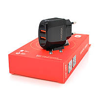 СЗУ AC100-240V iKAKU KSC-674 QISHENG dual port fast charger, Black, Box i