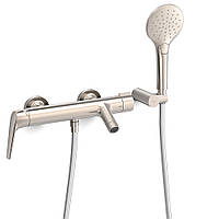 Змішувач для ванни Tres FUJI з ручним душем, тримачем і шлангом, сталь (28117001AC)