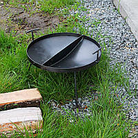 Сковорода двосекційна з диска борони 50 см Трисекційна сковорідка для смаження на багатті, фото 2