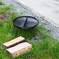 Сковорода двосекційна з диска борони 50 см Трисекційна сковорідка для смаження на багатті, фото 6