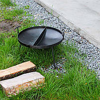 Сковорода двосекційна з диска борони 50 см Трисекційна сковорідка для смаження на багатті, фото 3