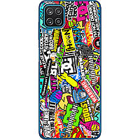 Чехол Силиконовый для Телефона с Принтом на Samsung Galaxy A12 (A125) (Цветные Наклейки)