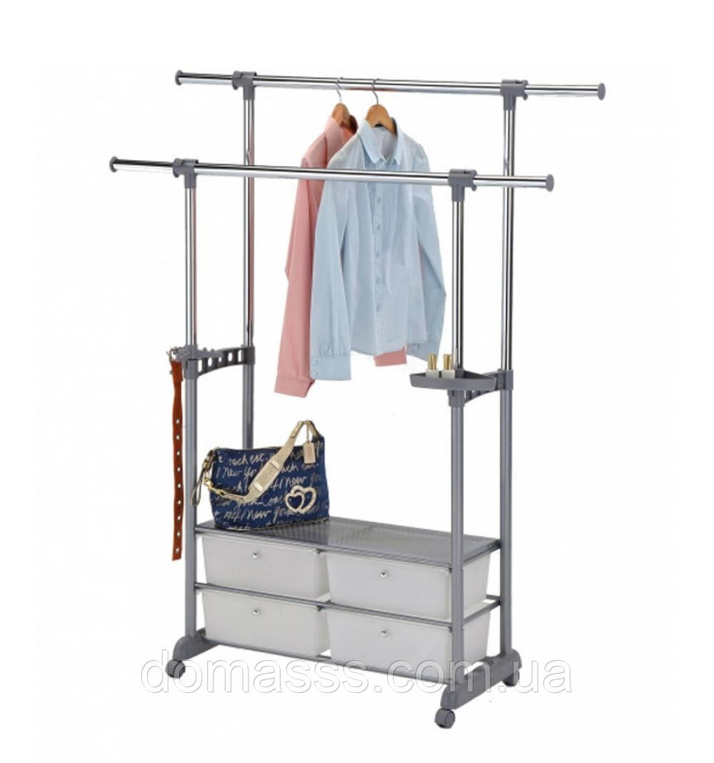 Стійка пересувна для одягу з ящиками CH-4618 (93-148 x 44 x 120-180см), фото 1
