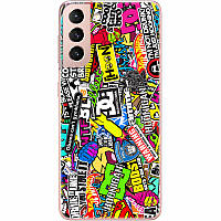Чехол Силиконовый для Телефона с Принтом на Samsung Galaxy S21 FE (G990) (Цветные Наклейки)