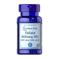 Витамины фолиевая кислота Folate 666 mcg DFE (Folic Acid 400 mcg) (250 tablet), Puritan's Pride xochu.com.ua