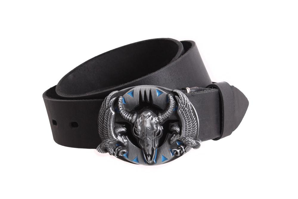 Чоловічий ремінь з натуральної шкіри під джинси 49162 чорний, фото 1