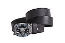 Чоловічий ремінь з натуральної шкіри під джинси 49162 чорний, фото 4