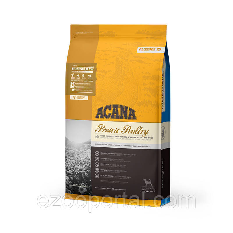 ACANA Prairie Poultry 11.4kg корм для собак з курятиною та індичкою, фото 1