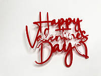 Боковой топпер-украшение на день влюбленных в торт "Happy Valentines day" красного цвета