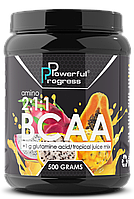 БЦАА + Глутамин Amino BCAA 2:1:1 Glutamine Powerful Progress 500 g,аминокислота вкус Тропический микс