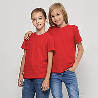 Дитяча футболка JHK, KID T-SHIRT, базова, однотонна, для хлопчика або дівчинки, червона, розмір 152, на 12/14 років
