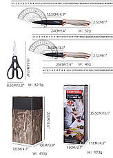 Набір кухонних ножів Evdrtverh з неіржавкої сталі 7 шт Коричневий, Ножі для кухні преміумкласу Коричневий, фото 3