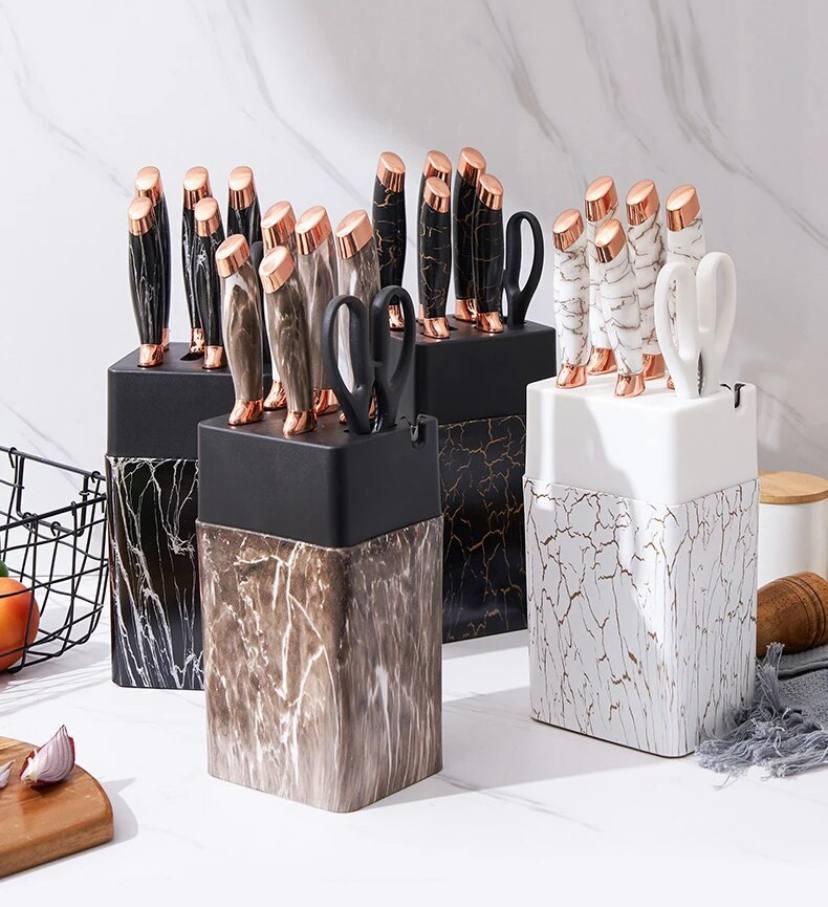 Набір кухонних ножів Evdrtverh з неіржавкої сталі 7 шт Коричневий, Ножі для кухні преміумкласу Коричневий