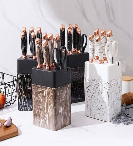 Набір кухонних ножів Evdrtverh з неіржавкої сталі 7 шт Коричневий, Ножі для кухні преміумкласу Коричневий, фото 1