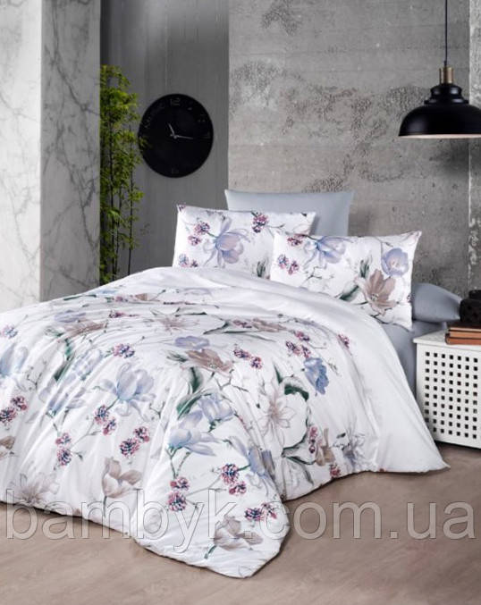 Постільна білизна Issi Home ранфорс Lux євро-розміру бавовняна Layla Mink квітковий принт