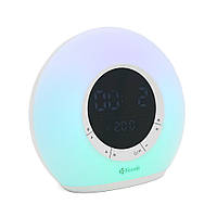 Колонка Kisonli Q6B Bluetooth 5.0, 1х5W, 3600mAh, USB/TF/FM/BT/LED/Clock/RGB Light, DC: 5V/1A, BOX, Silver,