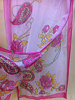 Шифоновый шарф с рисунком цвет розовый 150*50