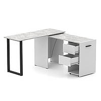Стол-трансформер Hobana Loft белый и бетон с ящиками. Столы смарт раскладные. Компьютерный письменный для дома