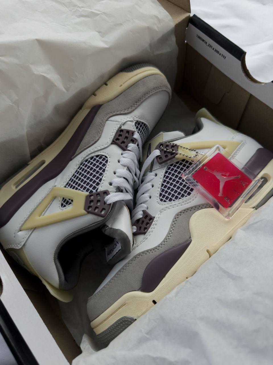 Кросівки Nike Air Jordan 4 retro white bordo/Найк Аirower 4 ретро білі + шнурки