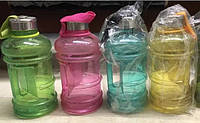 Пластиковая спортивная бутылка для воды, Фитнес бутылка с ручкой 1л (1000 мл)
