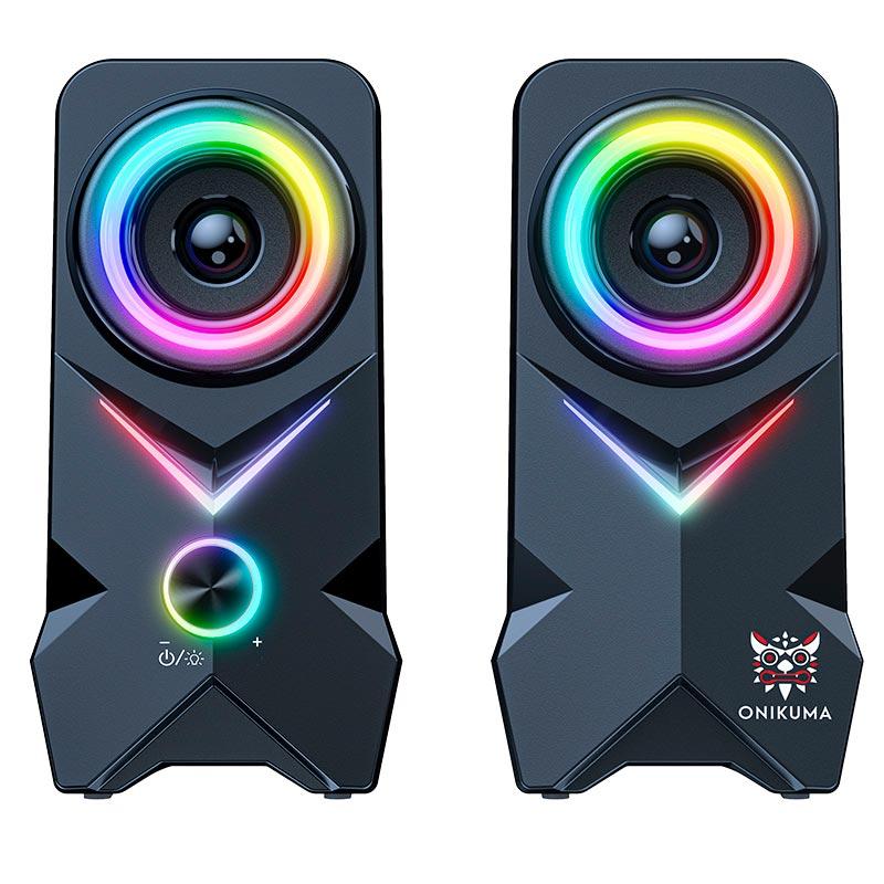 Колонки комп'ютерні Onikuma L2 RGB USB, AUX, Bluetooth, чорні, фото 1