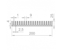 Радіаторний профіль алюмінієвий 200х25 без покриття