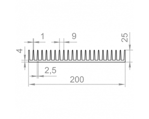 Радіаторний профіль алюмінієвий 200х25 без покриття