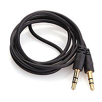 Кабель AUX Audio DC3.5 папа-папа 5.0м, GOLD Stereo Jack, (круглый) Black cable, Пакет Q200 i