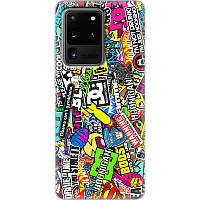 Чехол Силиконовый для Телефона с Принтом на Samsung Galaxy S20 Ultra (G988) (Цветные Наклейки)