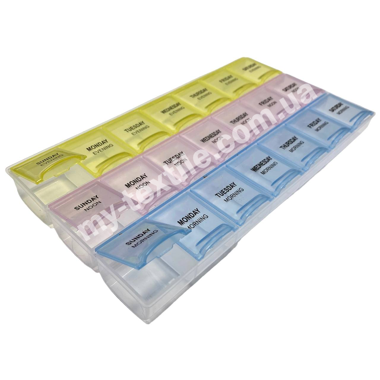 Органайзер пластиковий (контейнер) для зберігання фурнітури і бісеру 21 осередків у вигляді прямокутника в 3 ряди, фото 1