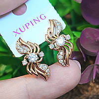 Сережки Xuping довжина 2.2см ширина 1см медичне золото позолота 18К с1391