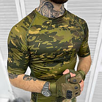 Армейская тактическая футболка Air Motion Compression с перфорацией олива мультикам, компрессионная футболка