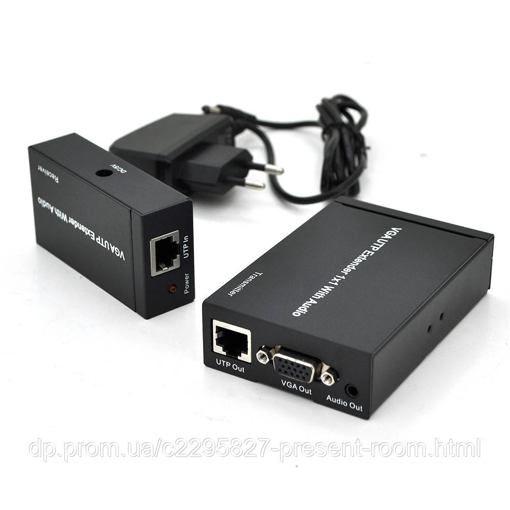 Активный удлинитель VGA сигнала до 300m по витой паре Cat5e/6e, 1080P ...