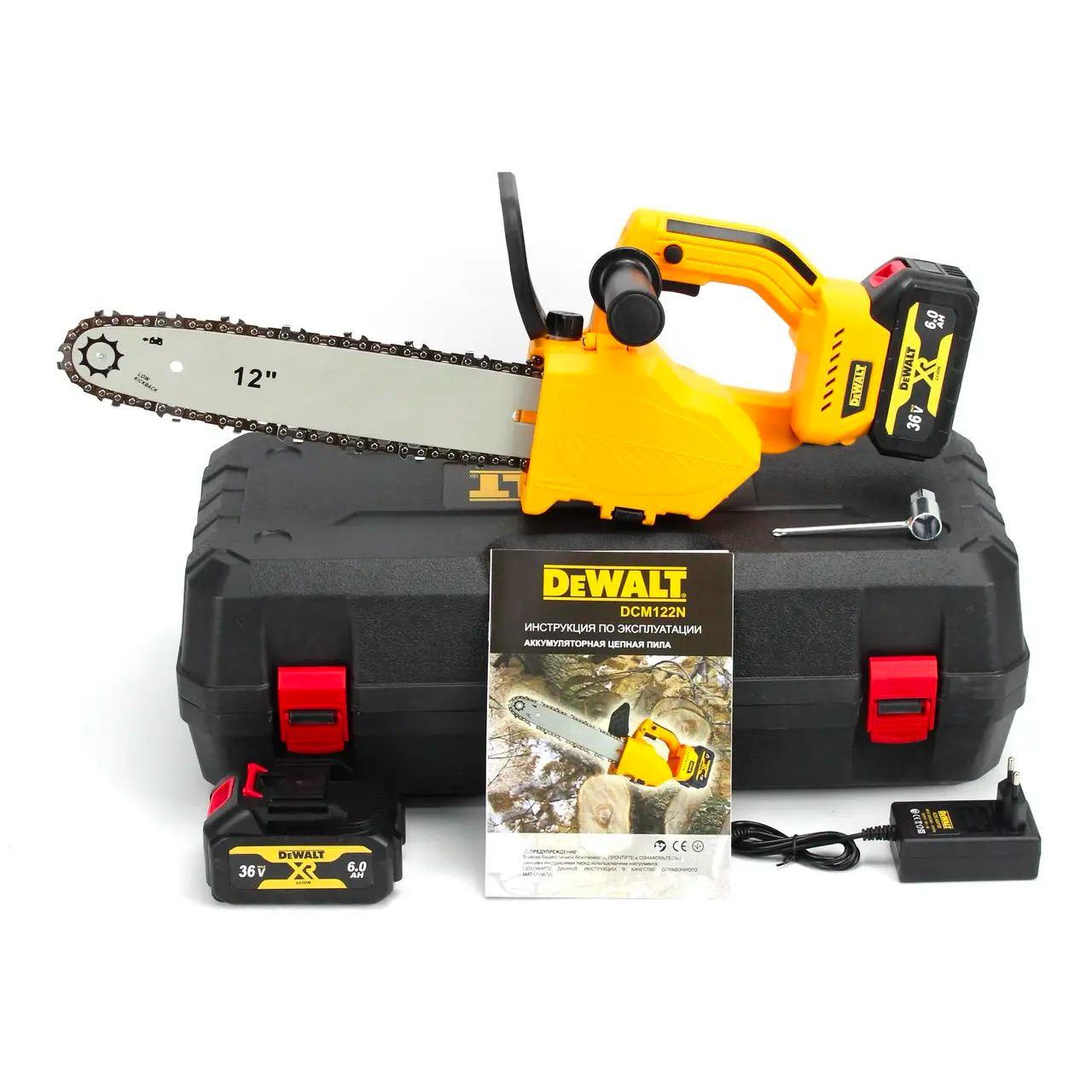 Акумуляторна ланцюгова пила DeWalt DCM122N, 36V 6.0Ah, АКБ пила, пила Деволт, потужна, для дому