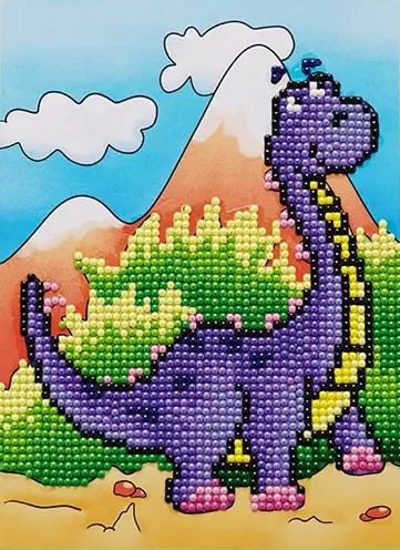 Мозаїка алмазна ColorArt Динозаврик (CLR-DP08) 18 х 23 см (Без підрамника), фото 1