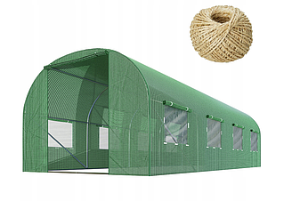 Садова теплиця з вікнами Plonos 10m2 Зелена = 250х400х200 см (4916)