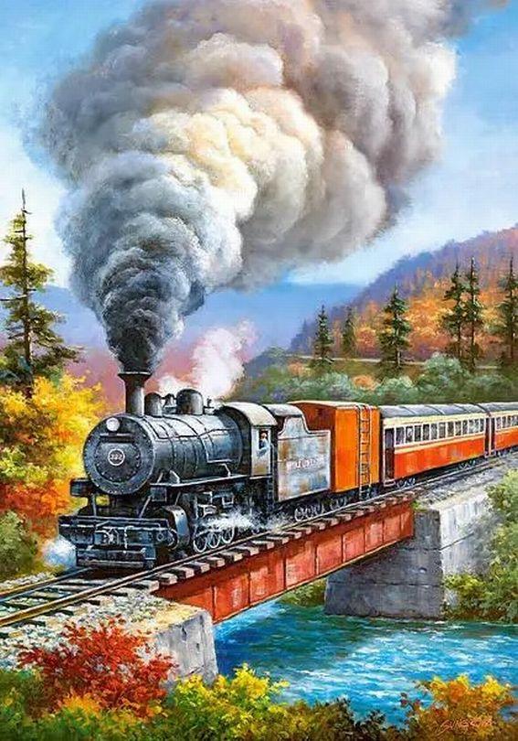 Мозаїка алмазна ColorArt Поїзд (CLR-PSP119) 40 х 50 см (На підрамнику)