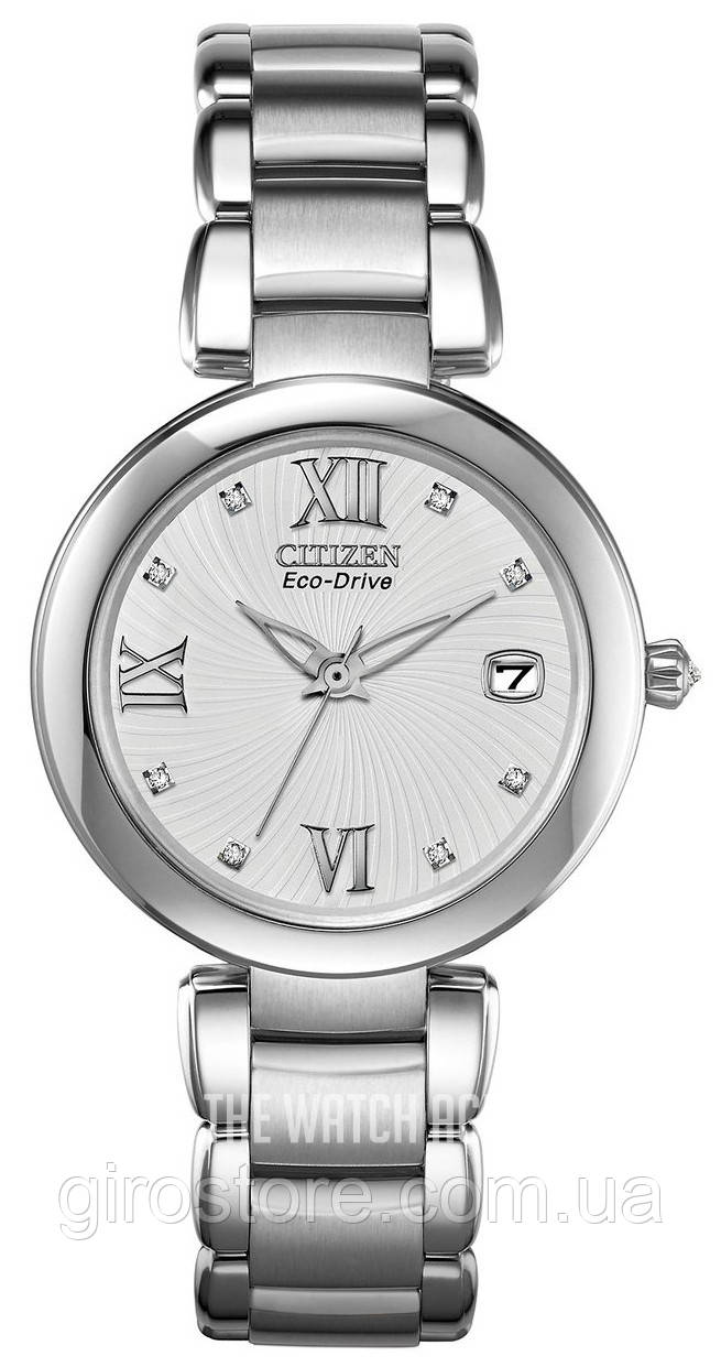 Жіночий годинник із діамантовими мітками Citizen Eco-Drive Roman Numeral Calendar EO1110-53A, фото 1