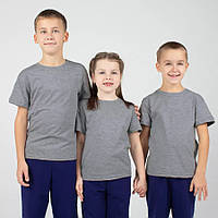Детская футболка JHK, базовая, однотонная, для мальчика или девочки, темно-серый меланж, размер 116, на 5/6лет