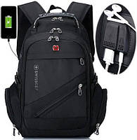 Городской мужской рюкзак Swiss Gear, Рюкзак 8810 39 л, 17" + USB + дождевик black