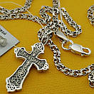 Срібний невеликий ланцюжок 55 см / цепочка і хрестик освячений, фото 5