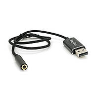 Переходник для наушников VegGieg V-K201 USB2.0(M)-Jack3.5(F), Black, Box h