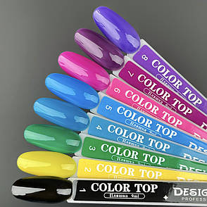 Color Top Дизайнер (9 мл.) - кольорове топове покриття для нігтів з вітражним ефектом Фіолетовий 08, фото 2