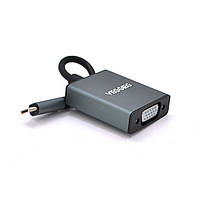 Хаб-конвертор VEGGIEG Type-C (папа) на VGA(мама), 10 см, Black, Box h