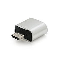 Переходник USB2.0(AF) OTG => microUSB(M), Silver, Пакет p