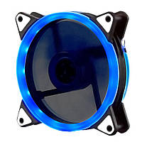 Кулер корпусной 12025 DC sleeve fan 3pin + 4pin - 120*120*25мм, 12V, 1100об/мин, Blue, двухсторонний i