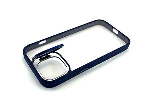 Чохол на iPhone 15 Stand Case накладка бампер із підставкою синього скла на камери