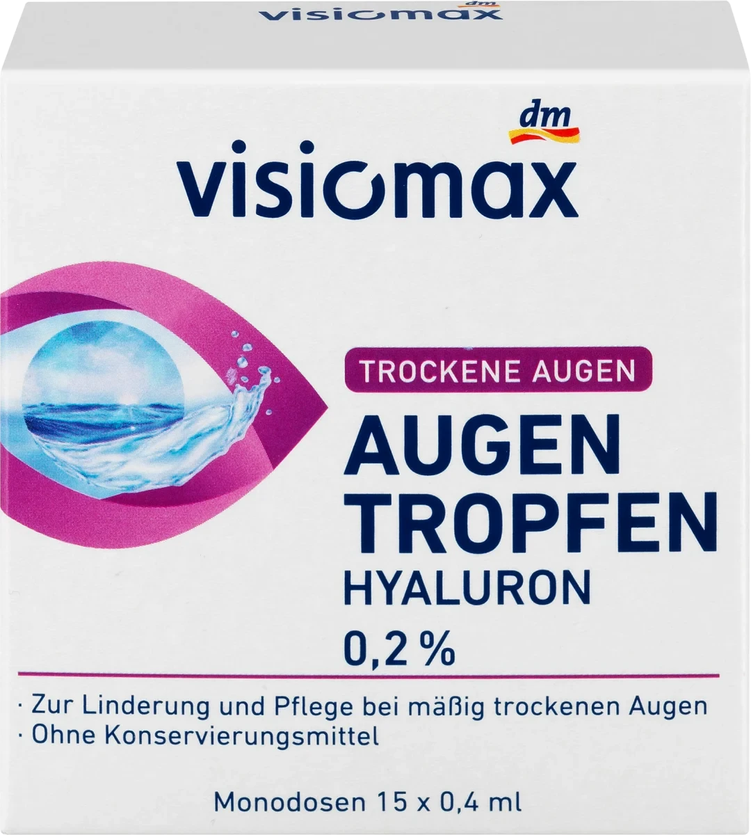 Очні краплі з гіалуроновою кислотою VISIOMAX Augentropfen, 15 шт